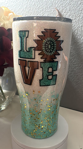 southwestern  turquoise love tumbler